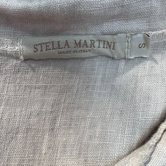 Stella Martini Tunic Top Women Small Beige 100% Linen Button Up Sleeveless Italy - Picture 9 of 12